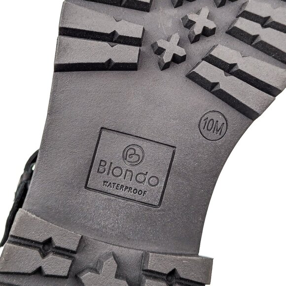 Blondo Women Garnet Waterproof Black Leather Moto Biker Ankle Boots size 10 - Picture 7 of 10